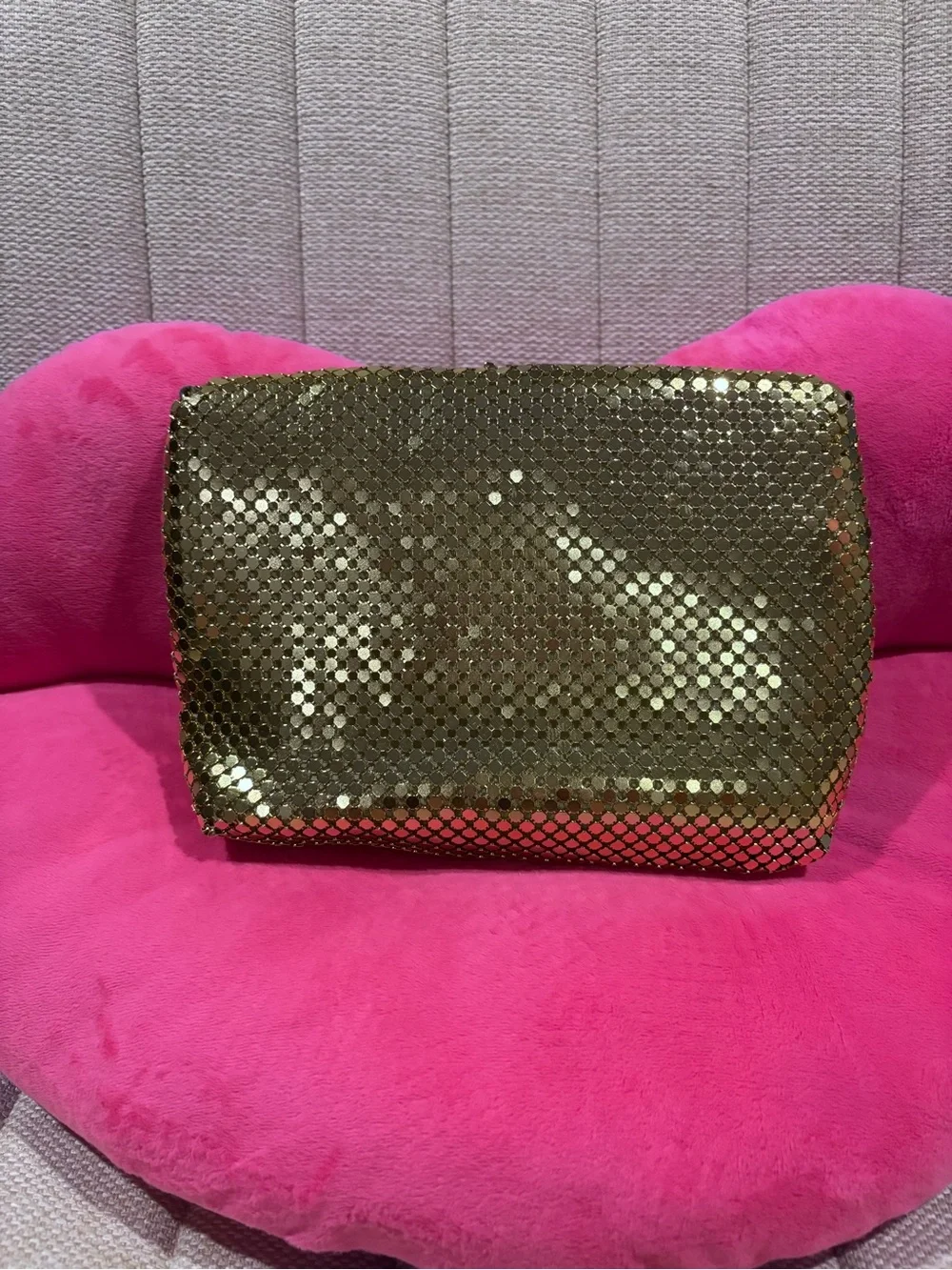Vintage Gold Sequin Evening Clutch with Tassel
